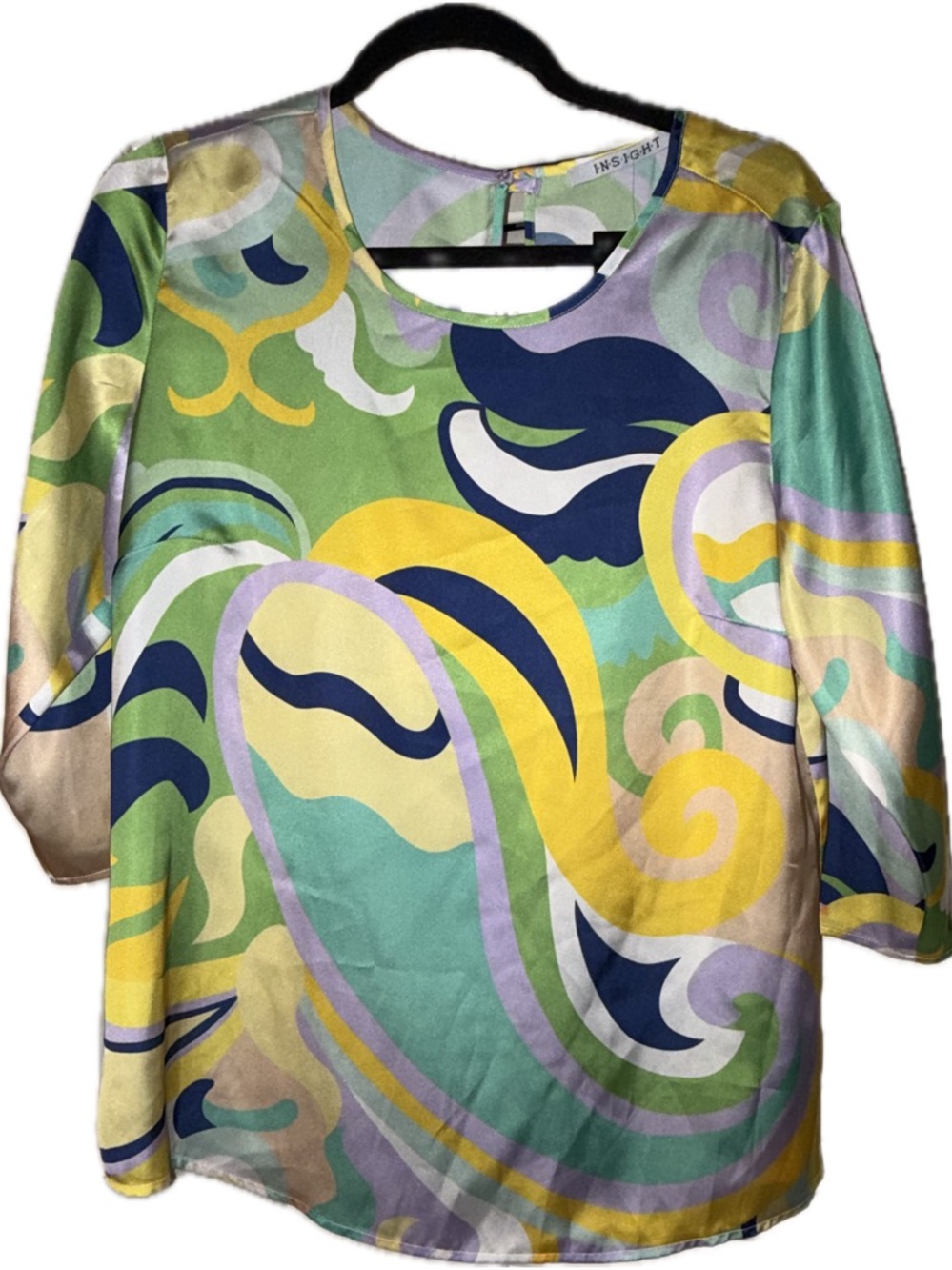 NWT Insight Vibrant Abstract Wave Print Top- Long Sleeve Silky